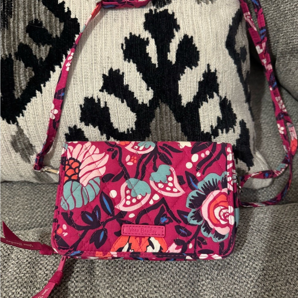Vera Bradley Vibrant Pink and Red Floral Crossbody Bag